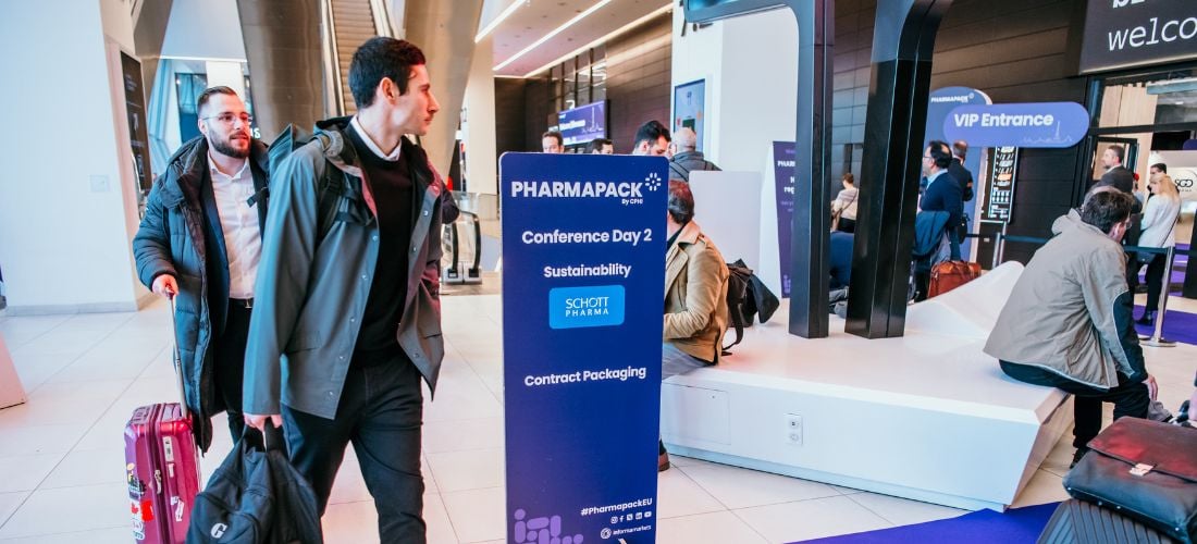 Wall banner showing pharma brand logos